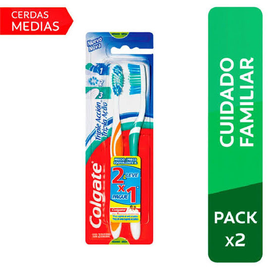 COLGATE CEPILLO TRIPLE ACCION MEDIA PACK x2