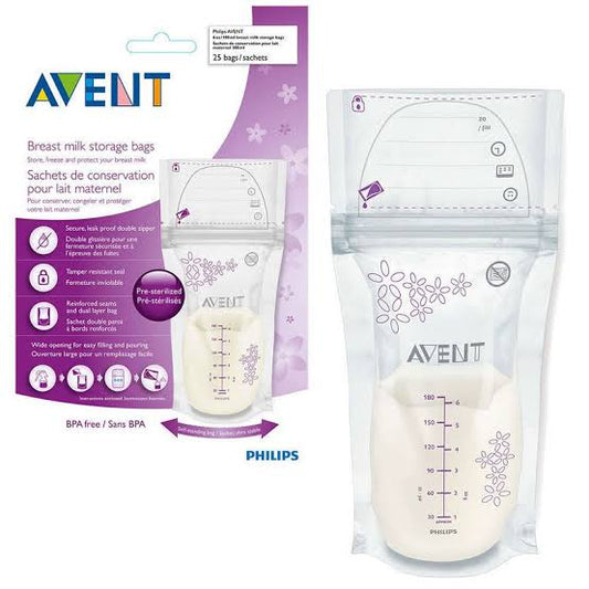 AVENT BOLSAS PREESTERILIZADAS PARA LECHE 25unid x6oz 60325